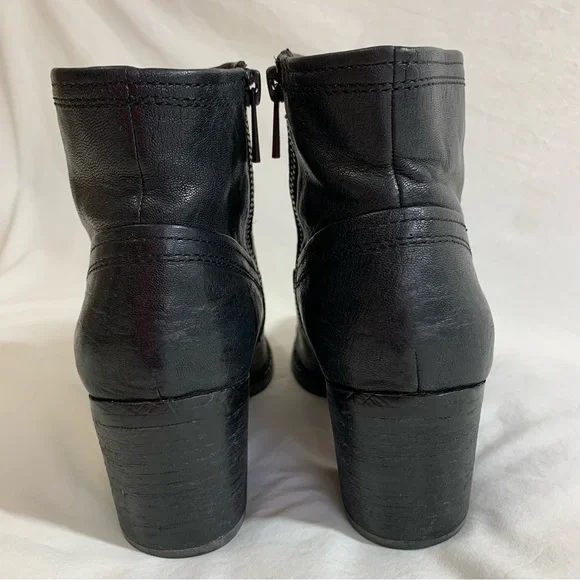 Arturo Chiang Black Leather Boots chunky heel, block heel, zipper, western, 6 - Picture 14 of 16